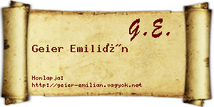 Geier Emilián névjegykártya